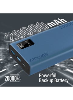 بروميت بنك الطاقة بولت 20000.0 مللي أمبير في الساعة للشحن الذكي المدمج بقوة 20000 مللي أمبير في الساعة مع مخرج USB-A وUSB-C مزدوج بقدرة 10 وات باللون الأزرق 20000 mAh لون أزرق  - Image 2