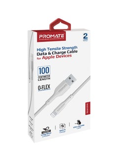 PROMATE Usb-A To Lightning Cable Durable 10W Charger With 480 Mbps Data Transfer White  - Image 5