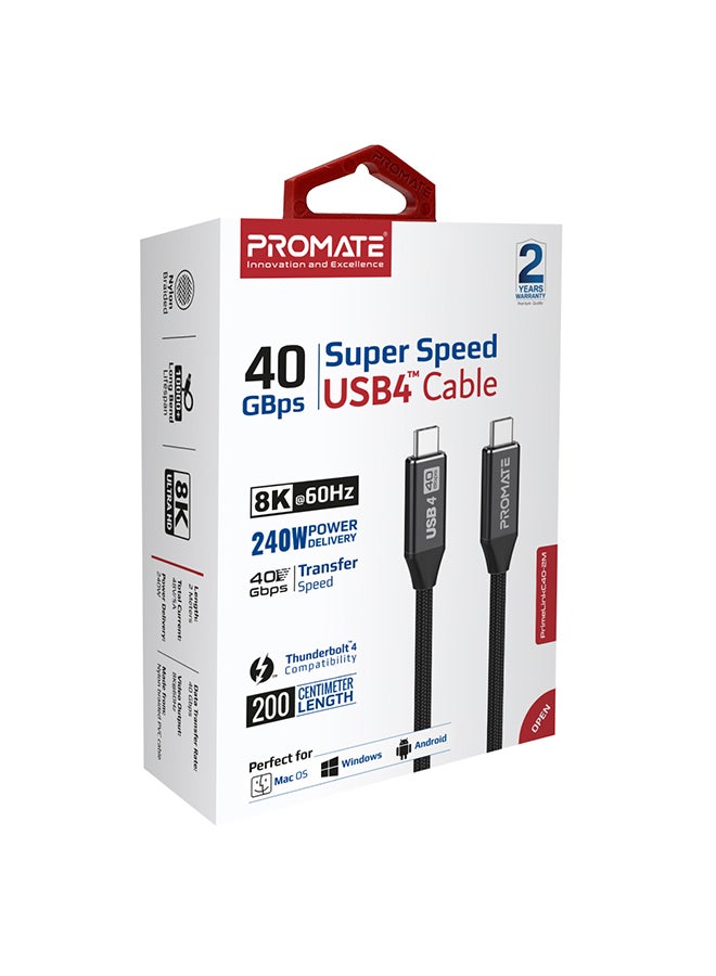 بروميت - كابل USB-C فائق الدقة 8K 60 هرتز، كابل USB 4 من النوع C - Image 1
