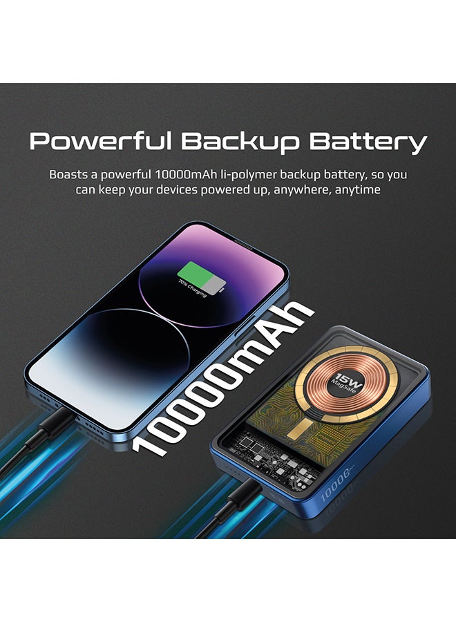 10000.0 mAh 10000mAh Magnetic Wireless Power Bank Magsafe 15W Blue