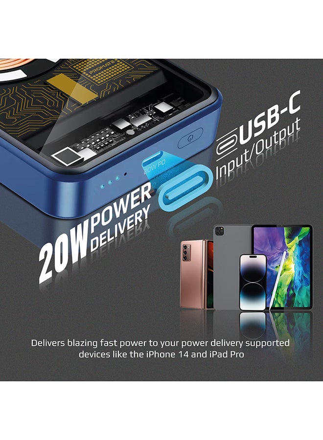10000.0 mAh 10000mAh Magnetic Wireless Power Bank Magsafe 15W Blue