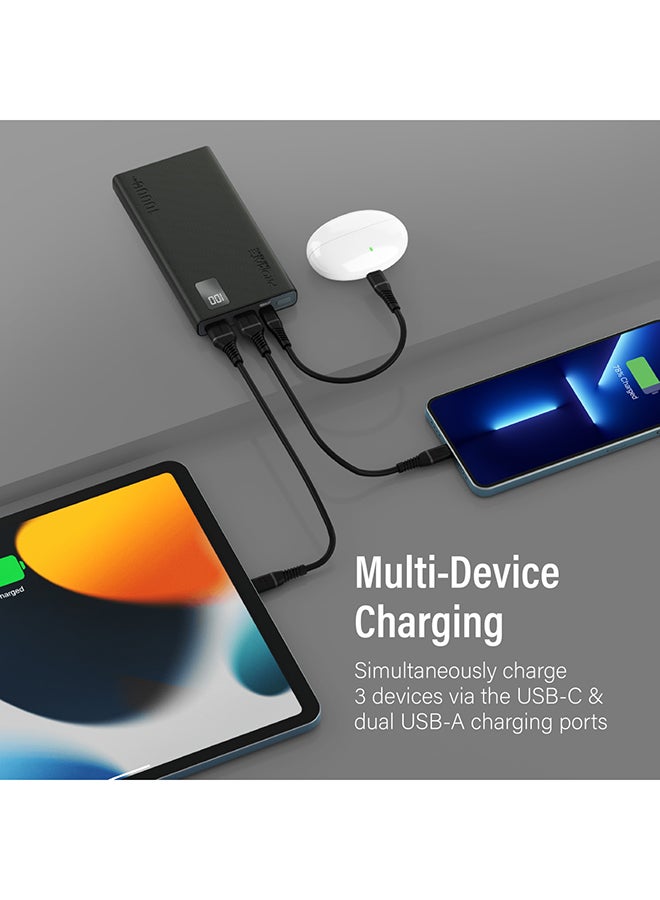 PROMATE - 10000 mAh 10000mAh Compact Smart Charging Power Bank with Dual USB-A & USB-C Output 10W Black - Image 1