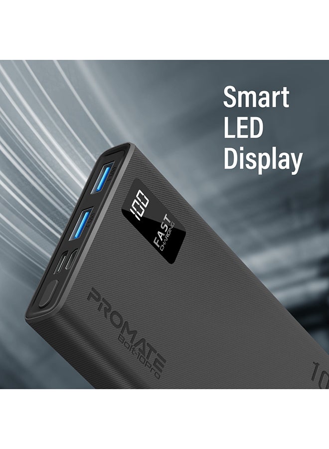 PROMATE - 10000 mAh 10000mAh Compact Smart Charging Power Bank with Dual USB-A & USB-C Output 10W Black - Image 1