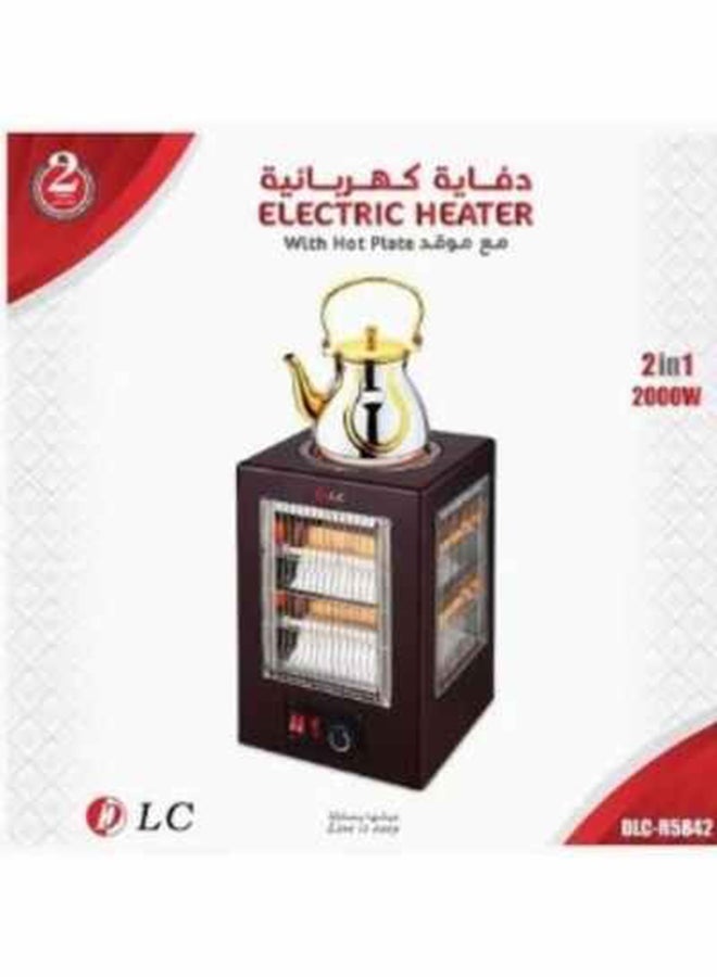 DLC 2-In-1 Electric Room Heater With Hot Plate 2000.0 W DLC-R5842 Brown/Gold/Silver - Image 2