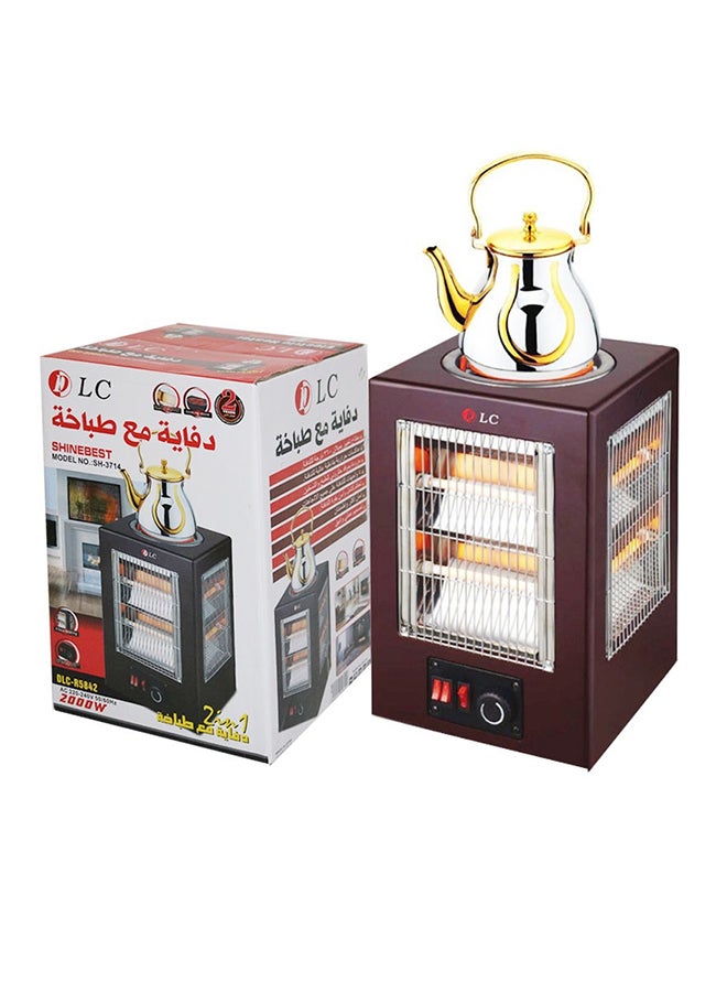 DLC 2-In-1 Electric Room Heater With Hot Plate 2000.0 W DLC-R5842 Brown/Gold/Silver - Image 3