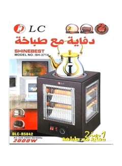 DLC Electric Wooden Rectangular Heater With Cooker 2000.0 W DLC-R5842 Brown/Gold/Silver  - Image 3
