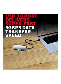 Honeywell 5-in-1 Type C Mini Docking Station, 4K HDMI Port, 1GBPS RJ45 Ethernet Port, USB 3.0 Port And Dual Type C Ports PD85W And 5GB Transfer Speed, Compatible With Laptop, PC, Dell, HP, Macbook Grey  - Image 4