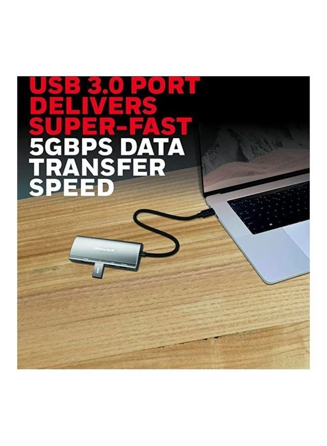 هوني ويل 5-in-1 Type C Mini Docking Station, 4K HDMI Port, 1GBPS RJ45 Ethernet Port, USB 3.0 Port And Dual Type C Ports PD85W And 5GB Transfer Speed, Compatible With Laptop, PC, Dell, HP, Macbook Grey  - Image 4