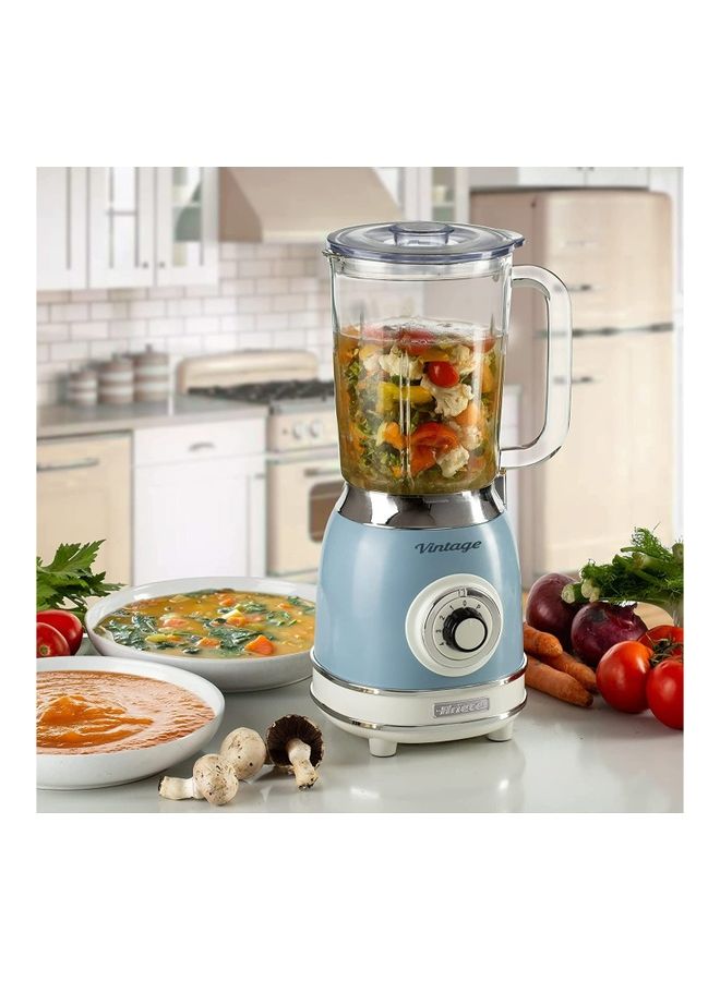 Ariete - Vintage Glass Blender 4 Speed Setting ​​with Pulse Function, 2 Grinding & Chopping Mills - Perfect for Puree, Ice Crush, Frozen Drinks, Shakes & Smoothies 1.5 L 1000 W ART583-V-BL Blue - Image 1