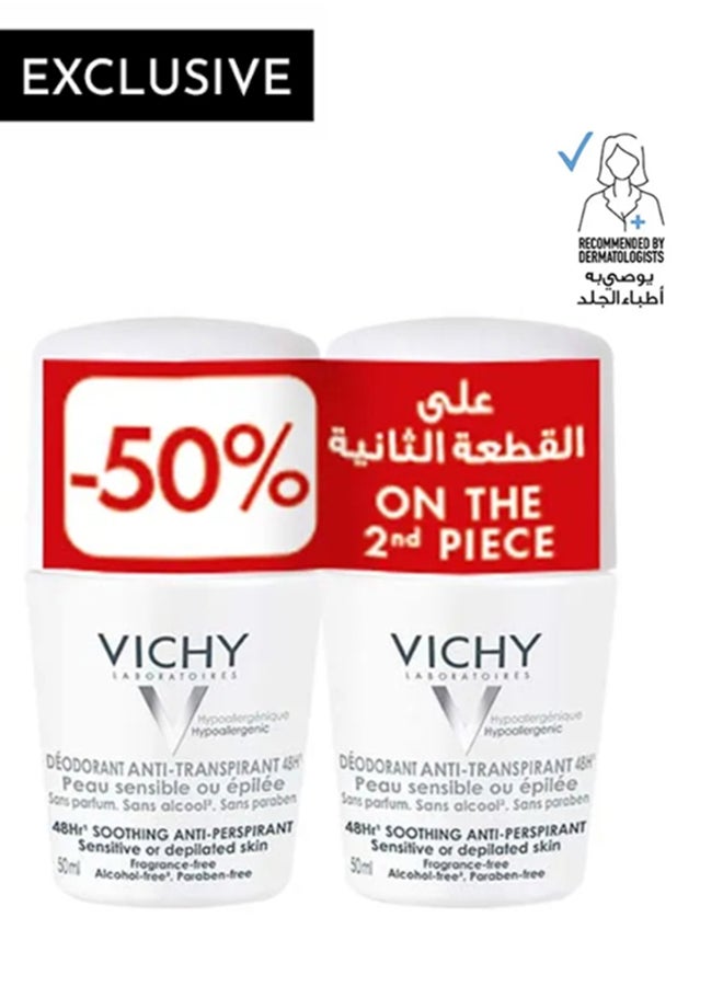 VICHY - Pack of 2 Vichy Deodorant Anti-Perspirant Buy 1 and Get 50% on the Second One Clear (50+50)ml - Image 1