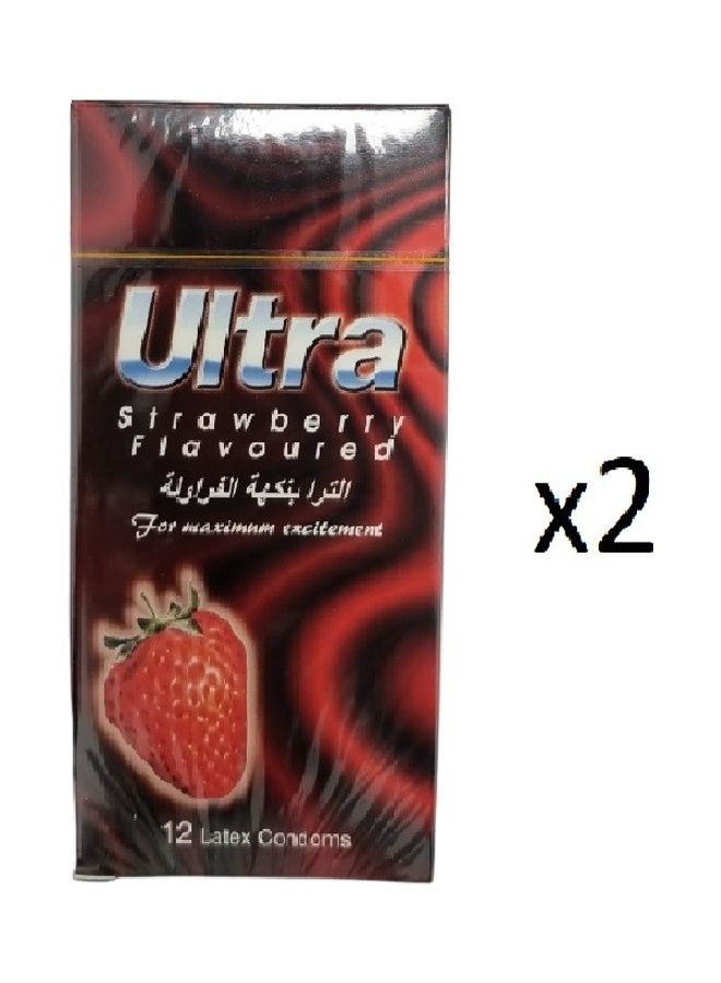 ألترا - ألترا واقي ذكري برائحة الفراولة 12 قطعة (2 علبة) - Image 1