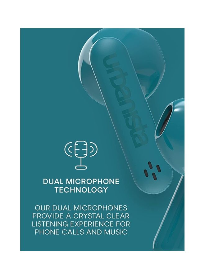 Urbanista Austin True Wireless Bluetooth 5.3 In Ear IPX4 Headphones With Dual Microphones 20 Hr Playtime With Touch Controls USB C Charging Case Lake Green  - Image 2