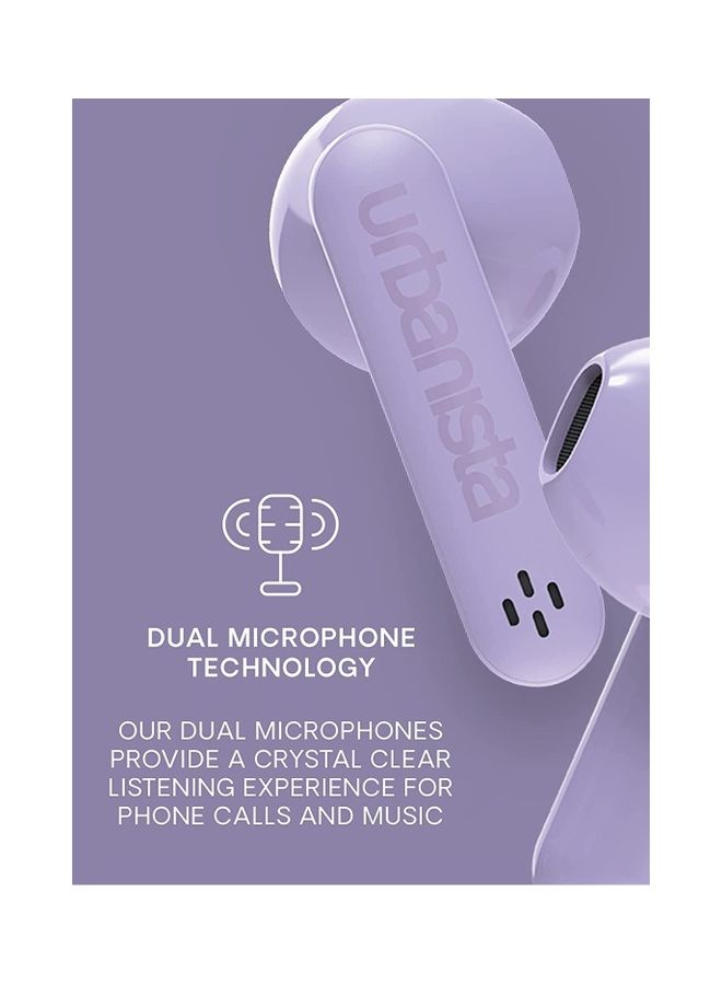 Urbanista Austin True Wireless Bluetooth 5.3 In Ear IPX4 Headphones With Dual Microphones 20 Hr Playtime With Touch Controls USB C Charging Case Lavender Purple  - Image 2