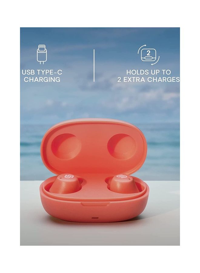 Urbanista - Lisbon Wireless Earbuds Bluetooth 5.2 Enhanced Touch Controls 27 Hr Playtime USB C Fast Charging Case IPX Sweatproof For Running Sports Coral Peach - Image 1