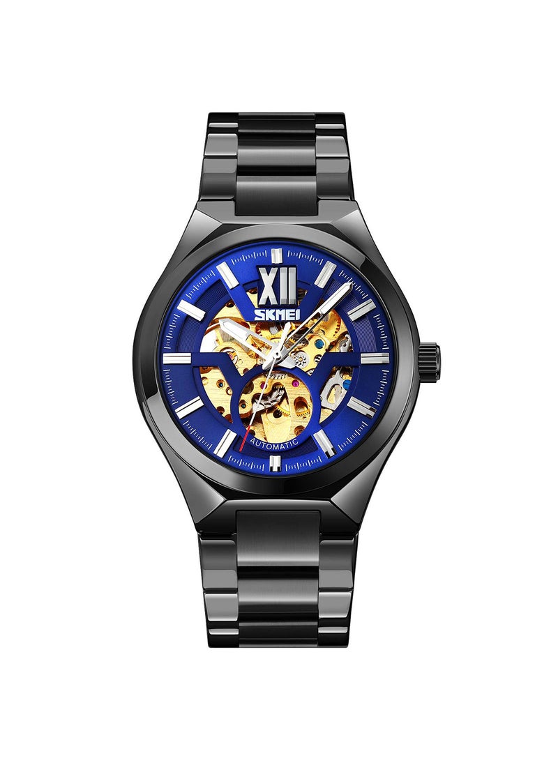SKMEI Men's Fashion  Mechanical Top Brand Luxury Stainless Steel Band Automatic  Watch 8529BKBU  - Image 1