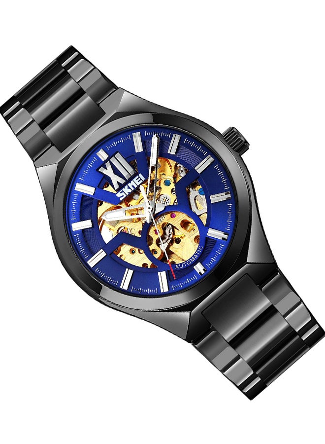 SKMEI Men's Fashion  Mechanical Top Brand Luxury Stainless Steel Band Automatic  Watch 8529BKBU  - Image 5
