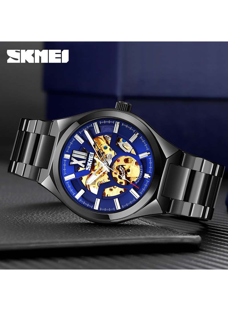 SKMEI Men's Fashion  Mechanical Top Brand Luxury Stainless Steel Band Automatic  Watch 8529BKBU  - Image 3