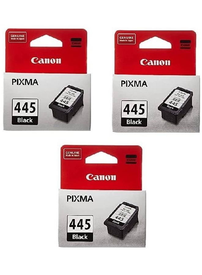 كانون مجموعة خراطيش حبر Pixma Fine Ink 445 مكونة من 3 قطع باللون الأسود أسود