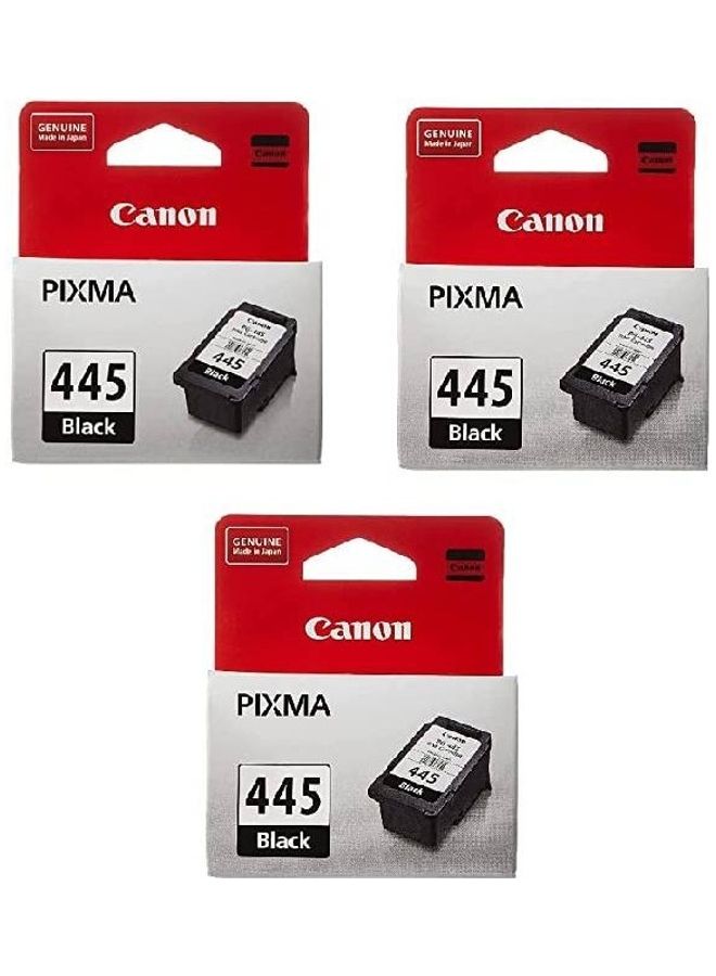 كانون مجموعة خراطيش حبر Pixma Fine Ink 445 مكونة من 3 قطع باللون الأسود أسود 