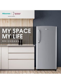 Hisense 122L Capacity Single Door Refrigerator with Manual Defrost,3 Door Balcony, Mechanical Temperature Control, Tampered Glass Shelves RR122D4ASU Silver  - Image 3