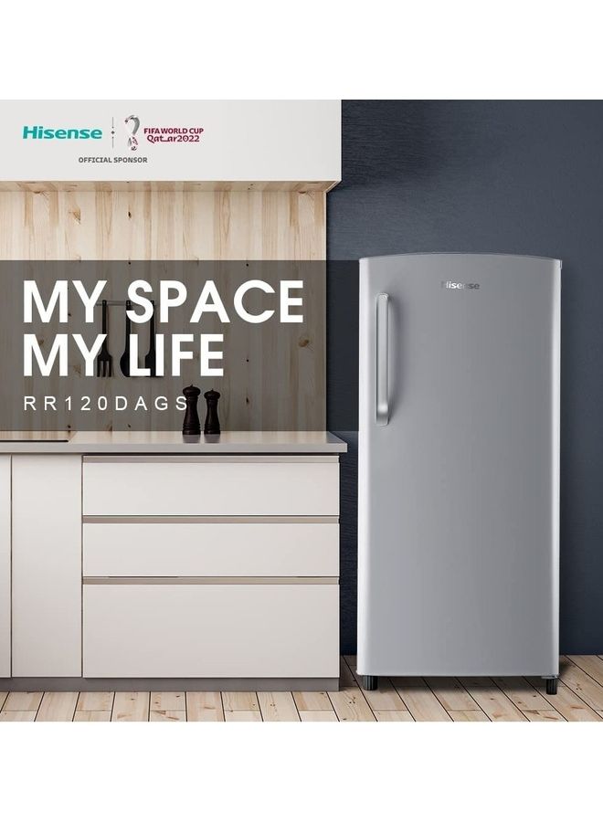 Hisense - 122L Capacity Single Door Refrigerator with Manual Defrost,3 Door Balcony, Mechanical Temperature Control, Tampered Glass Shelves RR122D4ASU Silver - Image 1