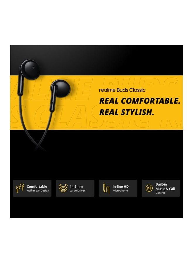 realme - Buds Classic Headphones Wired Type-C Plug Sports Headphones with Built-in Microphone - Black - Image 1