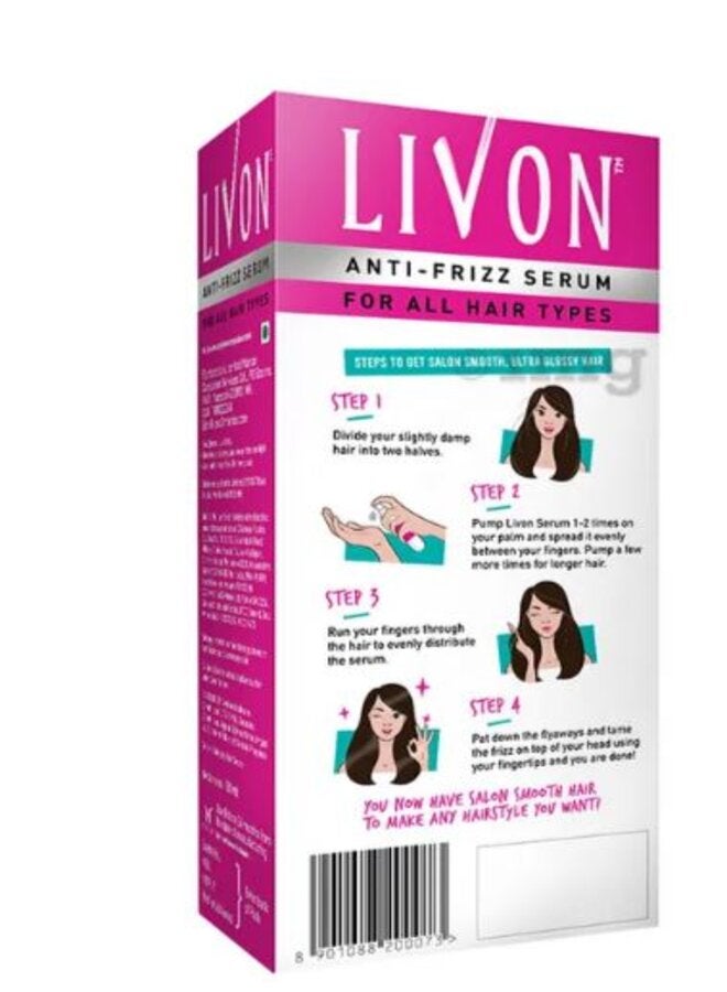 Livon Control Frizz Damage Protection Hair Serum 100ml  - Image 2