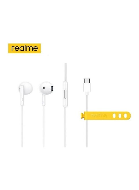 Buds Classic Headphones Wired Type-C Plug Sports Headphones with Built-in Microphone - White