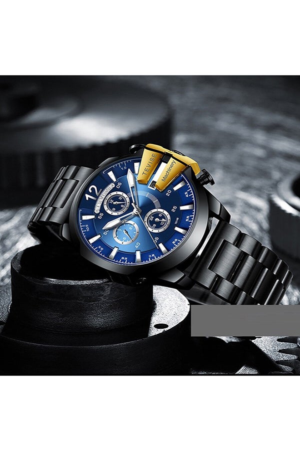 Tevise - Men's Chronograph Round Watch With Stainless Steel Strap T814B/SBLG - Image 1