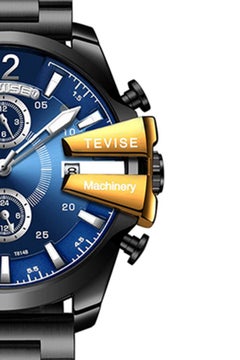 Tevise Men's Chronograph Round Watch With Stainless Steel Strap T814B/SBLG  - Image 3