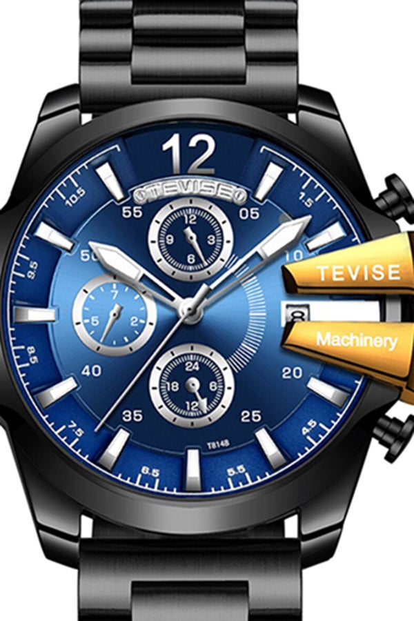 Tevise - Men's Chronograph Round Watch With Stainless Steel Strap T814B/SBLG - Image 1