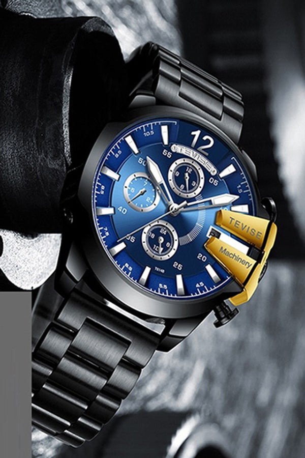 Tevise - Men's Chronograph Round Watch With Stainless Steel Strap T814B/SBLG - Image 1