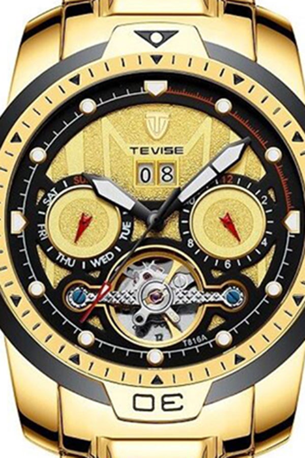 Tevise Men's Chronograph Round Watch With Stainless Steel Strap T816A/BGS - Image 4