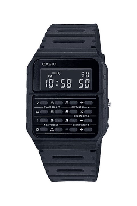 Men's Calculator Watch Youth Vintage Digital Black Dial Resin BAnd CA-53WF-1BDF - 43 mm - Black