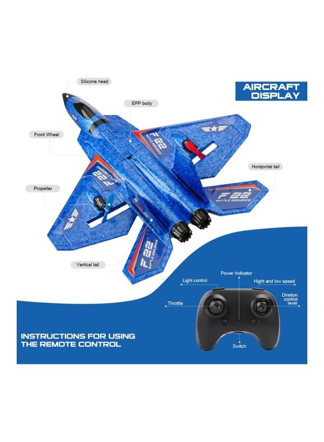 MYTOYS - High Speed Remote Control Plane RTF F22 Raptor 2.4Ghz 6 Axis Gyro RC Airplane With Light Strip Jet Fighter Toy Gift - Image 1
