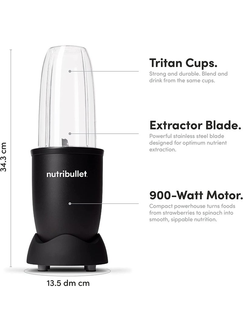 nutribullet - 9 Piece Set, Multi-Function High Speed Blender, Mixer System with Nutrient Extractor, Smoothie Maker, All Black 700 ml 900 W NB9-1212AK Black - Image 1