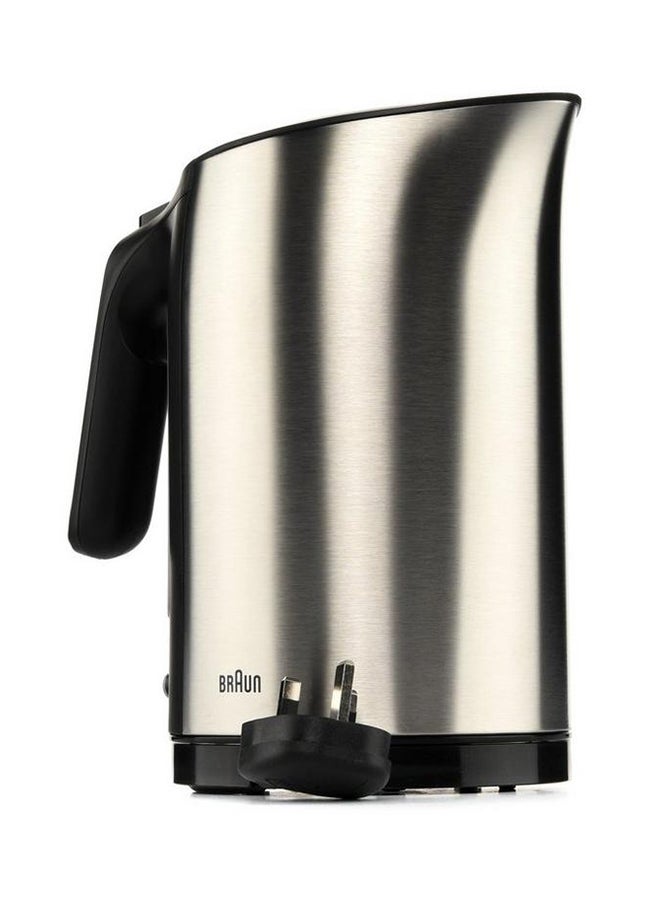 BRAUN - Electric Jug Kettle, Stainless Steel, Washable Anti Scale Filter, Double Sided Window 1.7 L 3000 W WK-5110-BK Silver/Black - Image 1