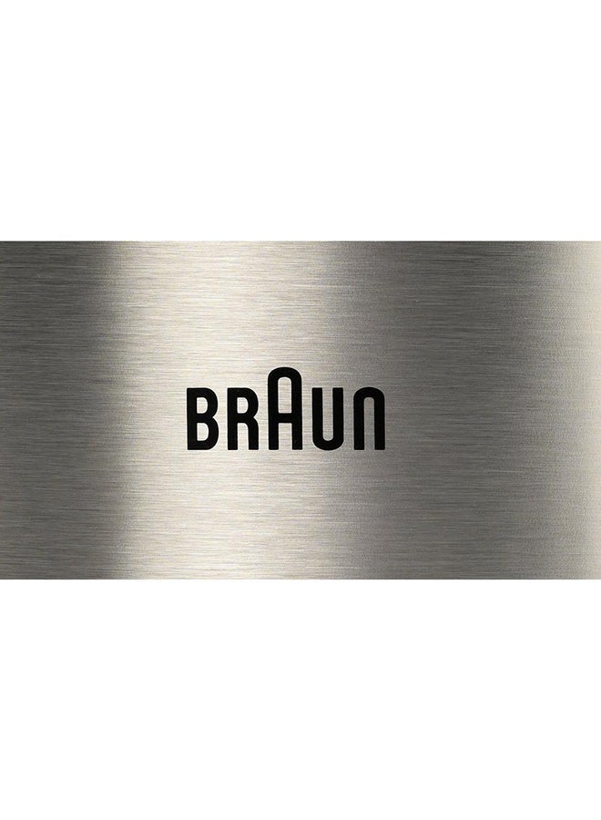 BRAUN - Electric Jug Kettle, Stainless Steel, Washable Anti Scale Filter, Double Sided Window 1.7 L 3000 W WK-5110-BK Silver/Black - Image 1