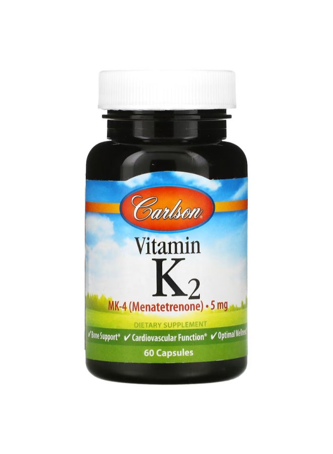 Carlson Labs - Vitamin K2 5mg Dietary Supplement - 60 Capsules - Image 1