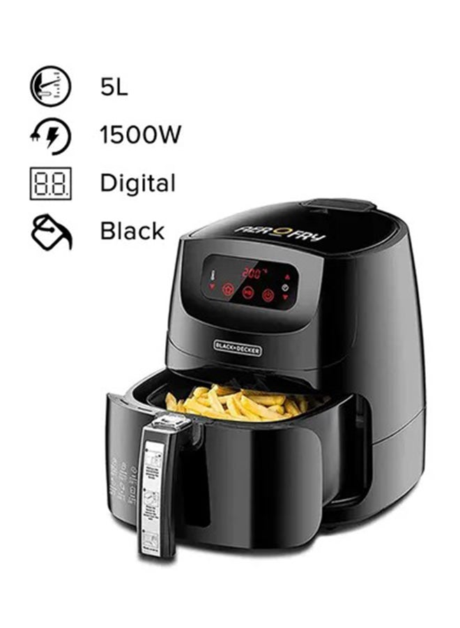 BLACK+DECKER - XL Digital Air Fryer With Rapid Hot Air Convection Technology For Frying, Grilling, Broiling, Roasting, and Baking 1.2KG/ 5.0 L 1500.0 W AF600-B5 Black - Image 1