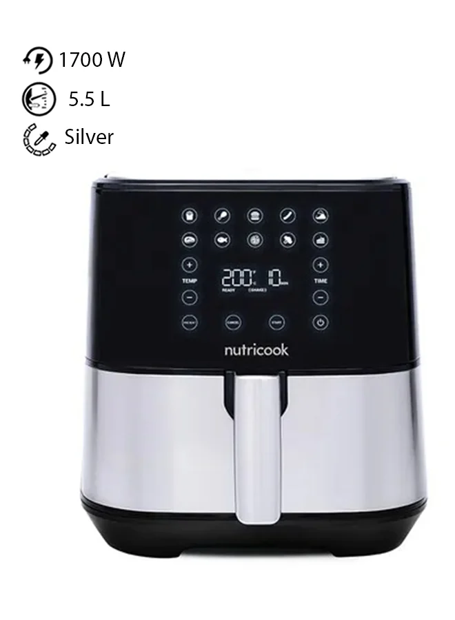 nutricook Digital Air Fryer 2, 5.5 L Capacity, Stainless Steel Cavity, 10 Presets Programs With Built-In Preheat Function, 2 Years Warranty