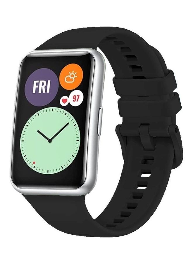 MARGOUN Huawei Watch Fit 2 Band Silicone Strap Adjustable Sport Watch Band Replacement Wristband Black - Image 1