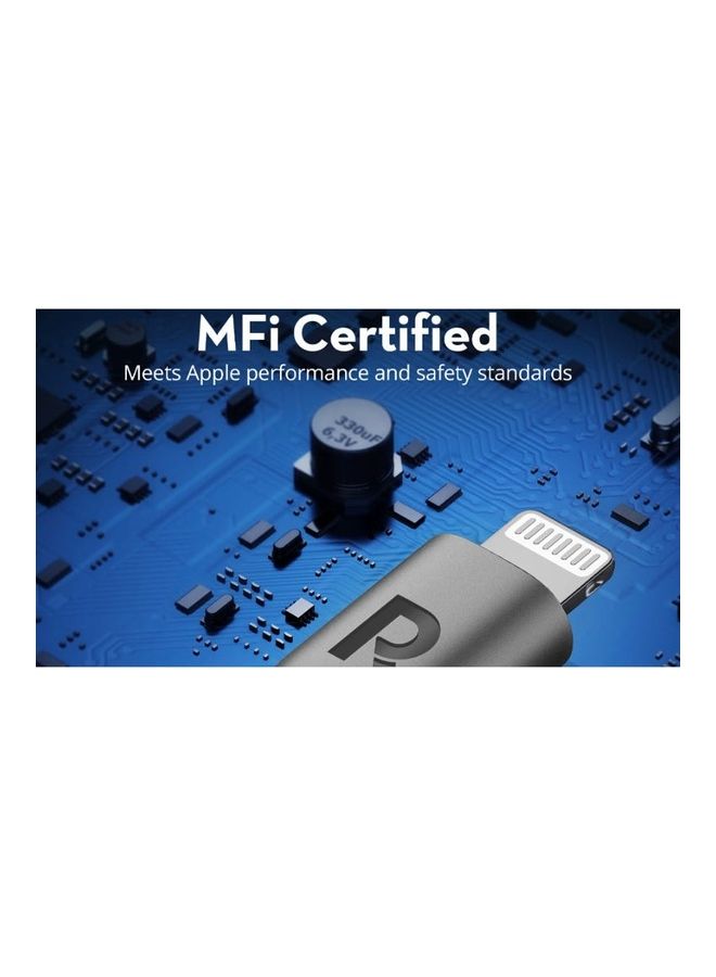 RAVPOWER MFi Certified Nylon USBA To Lightning Cable 3M Grey  - Image 2