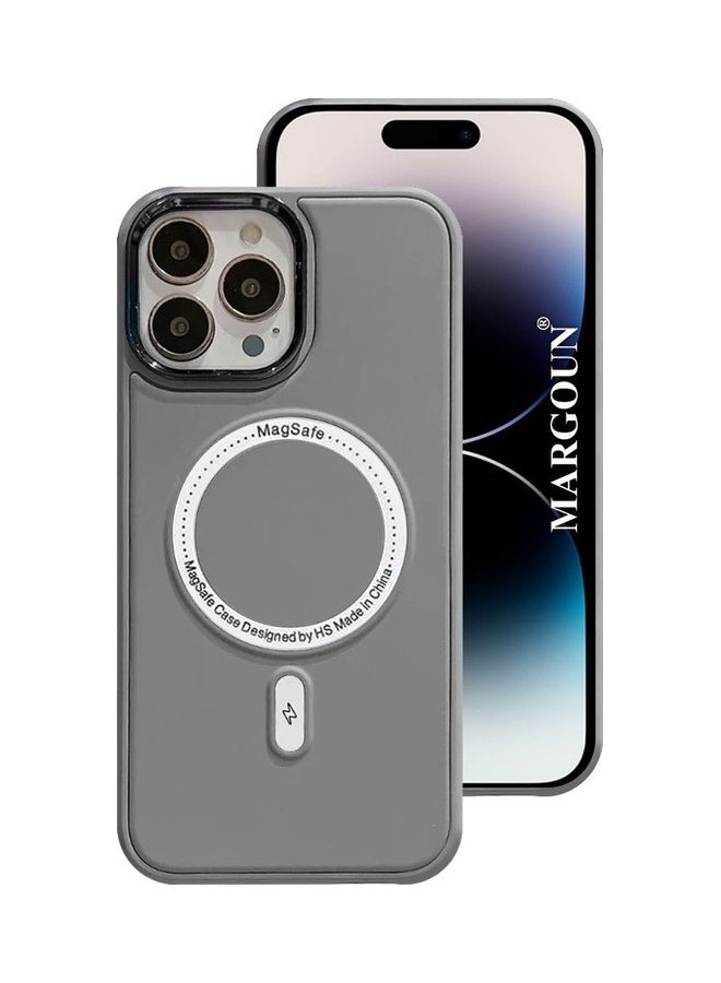 MARGOUN - iPhone 14 Pro MagSafe Case Magnetic Cover Protective Shockproof Wireless Charging Compatible Grey - Image 1