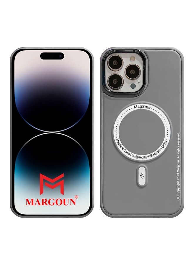 MARGOUN - iPhone 14 Pro MagSafe Case Magnetic Cover Protective Shockproof Wireless Charging Compatible Grey - Image 1