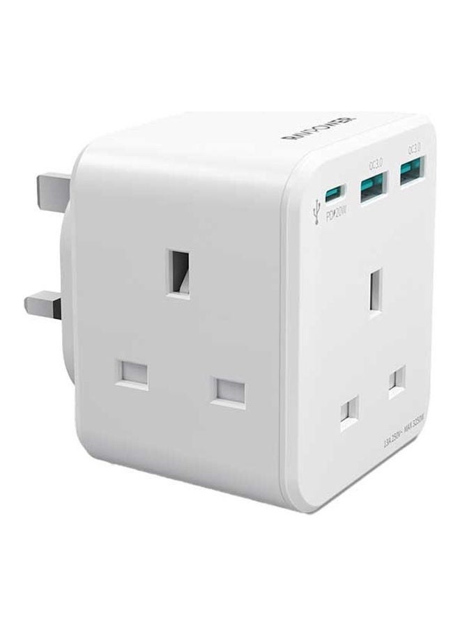 RAVPOWER Pioneer Wall Charger With 3 AC Plug PD 20W White  - Image 1