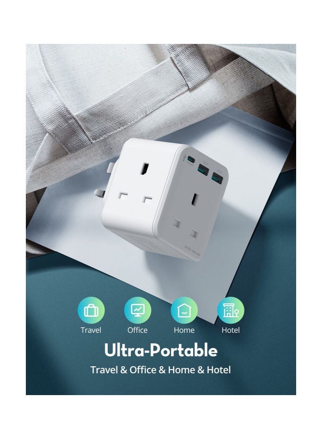 RAVPOWER Pioneer Wall Charger With 3 AC Plug PD 20W White  - Image 3
