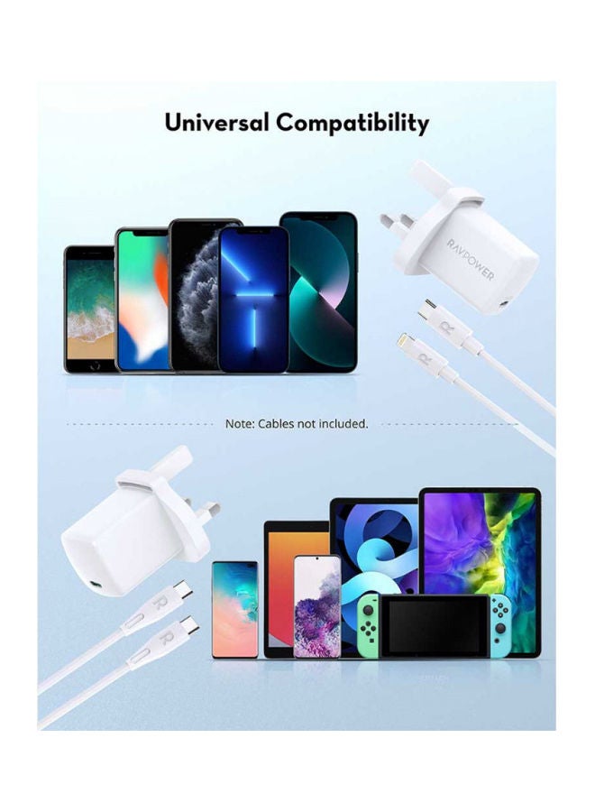 Pioneer 20W Wall Charger with PD Technology - White