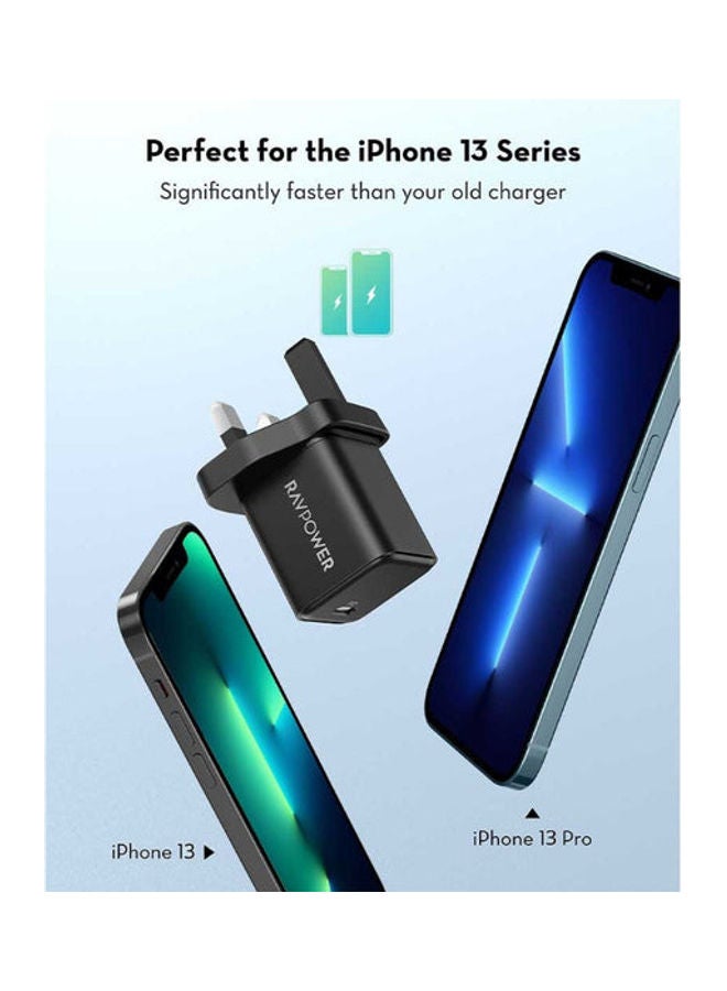 RAVPOWER Wall Charger 1C PD 30W Black  - Image 4