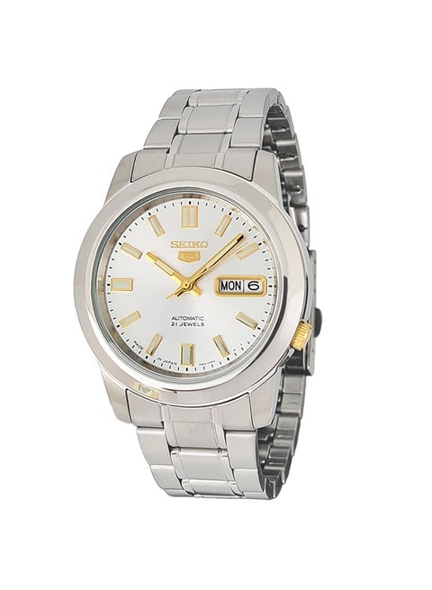 Men's Classic Round Shape Stainless Steel Analog Wrist Watch - Silver - SNKK09J1